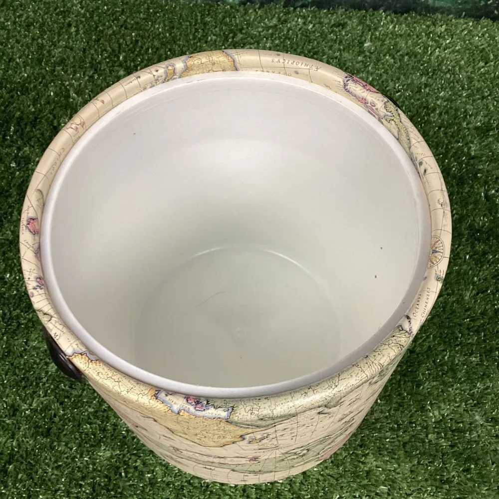 Vintage World Map Ice Bucket Retro